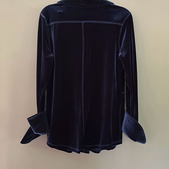 Sno Skins Crushed Velvet Large Blue collared Shirt - Picture 7 of 9